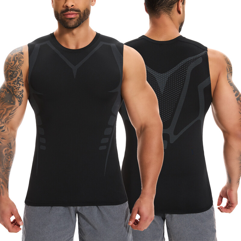 Men Compression Tank Top Workout Shirt Male Slimmer Body Shaper Vest Running Gym gallery
