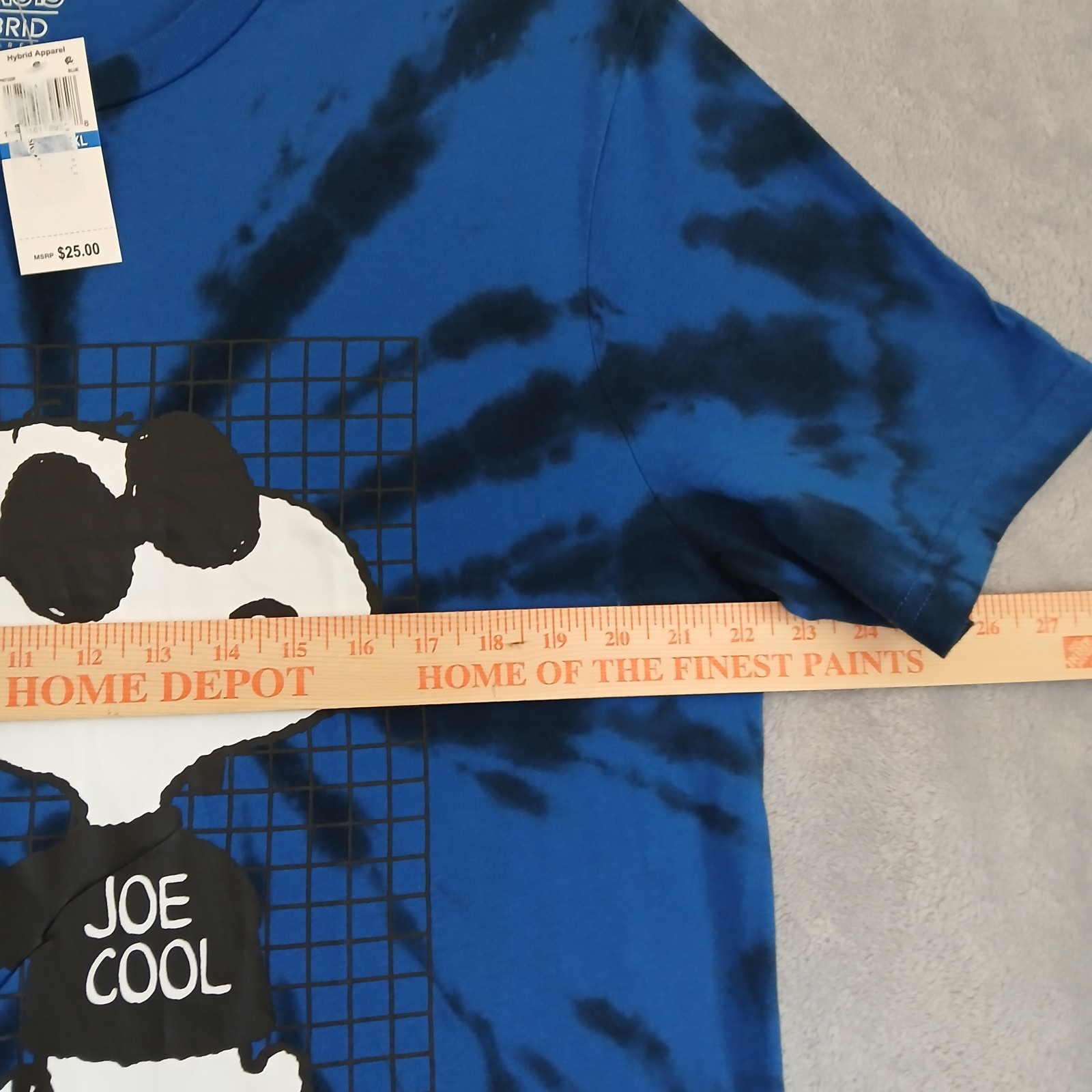 SNOOPY Men's XL Joe Cool Tee Shirt Peanuts Chillin' 24/7 Tie Dye Blue Hybrid NWT gallery