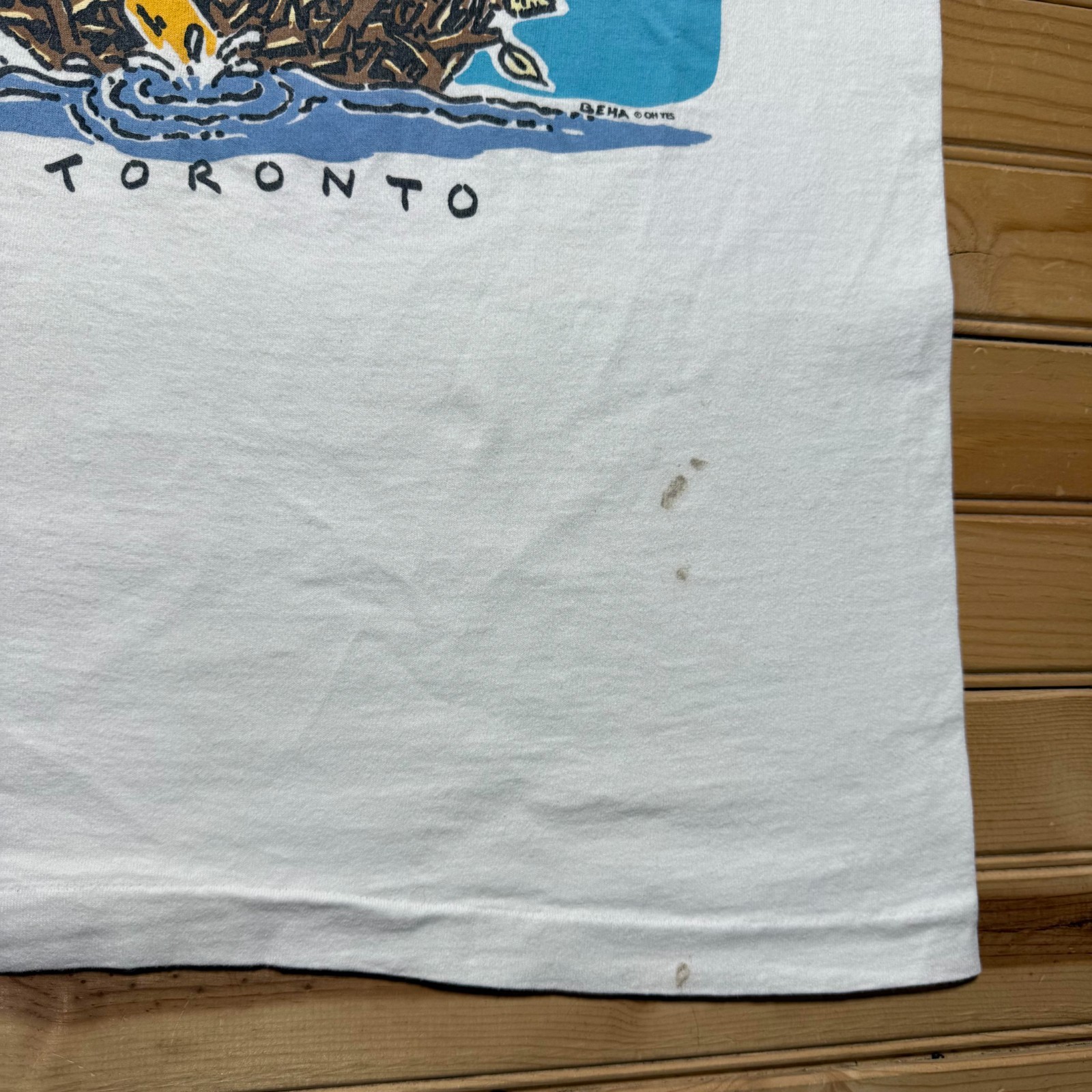 Vintage 80s 90s Toronto Beaver Paddling Cartoon Graphic Art T-Shirt - Size Large gallery