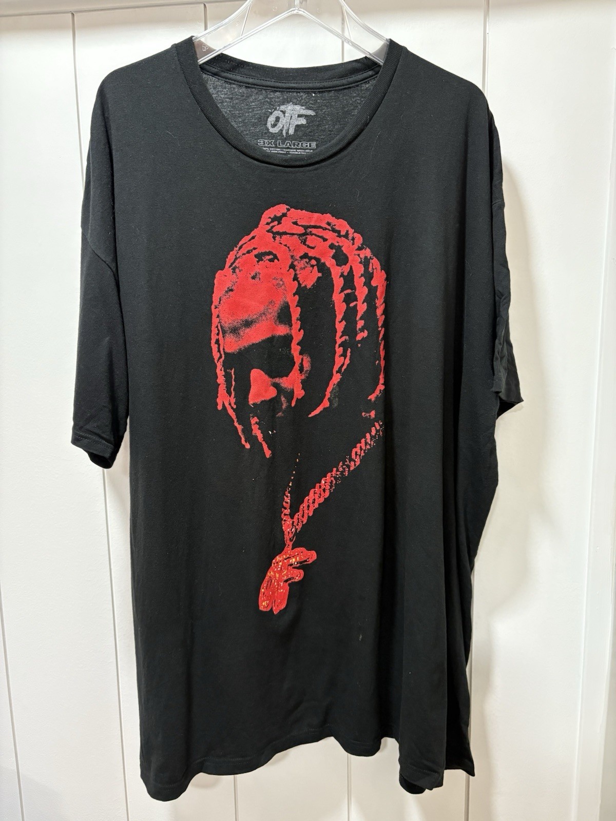 OTF Chain Hip Hop Short Sleeve Tee-Black/Red Print Mens 3XL gallery