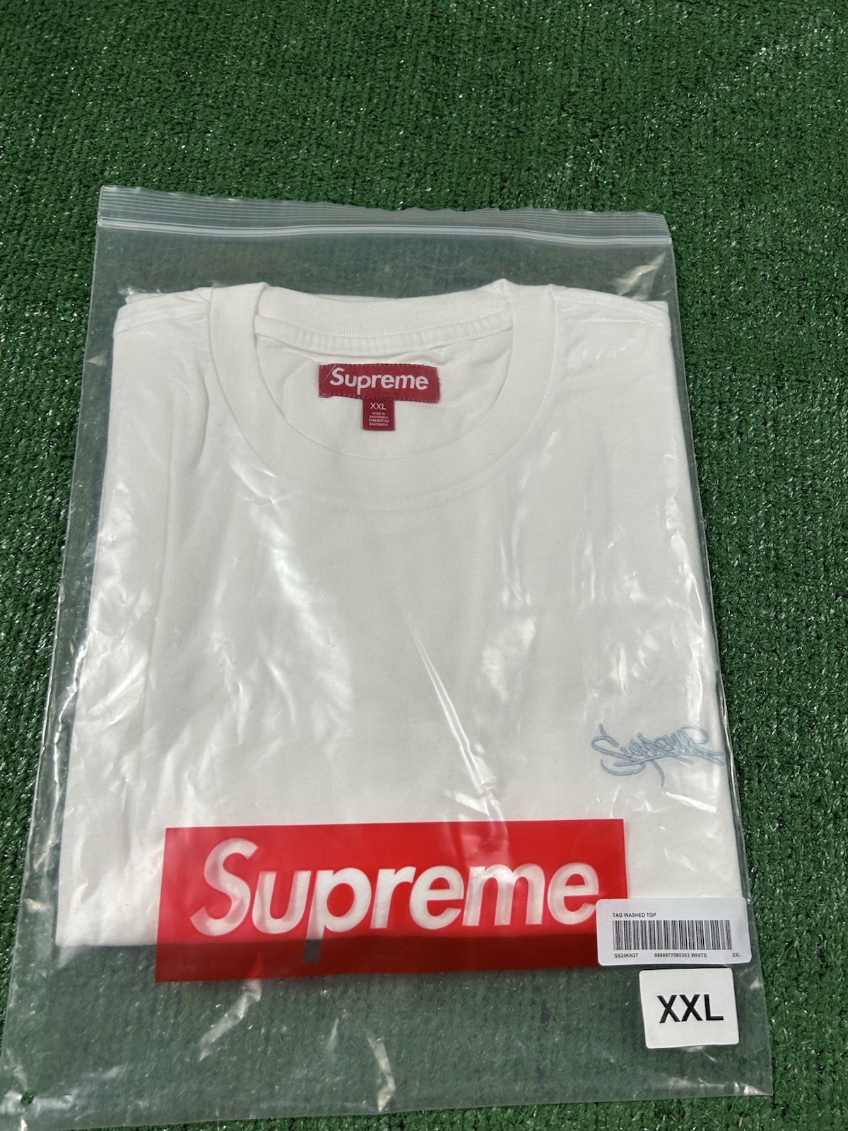 Supreme Washed Tag Short Sleeve Top White T Shirt (XX-Large) 2XL (SS24) gallery