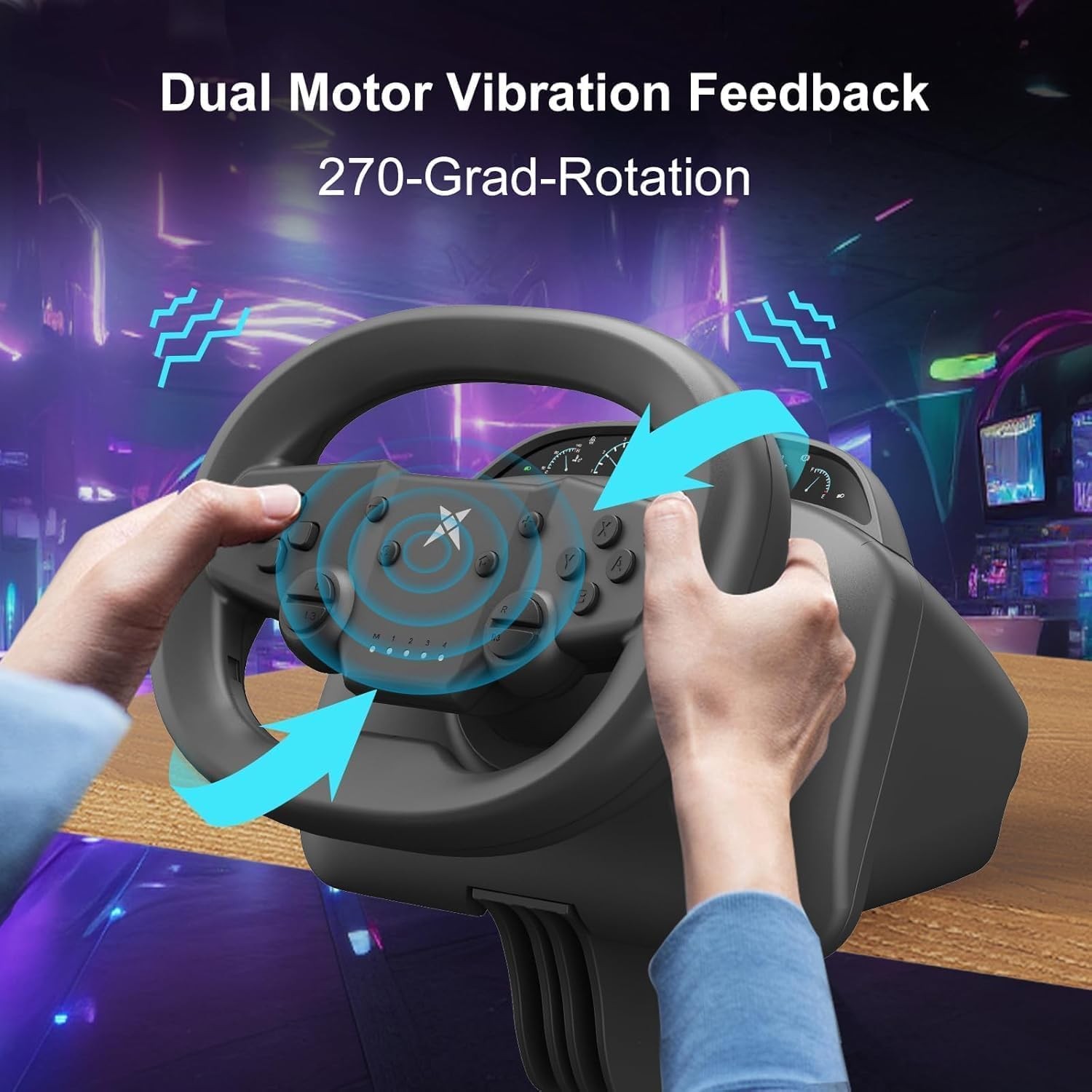 Wireless Gaming Steering Wheel Pedals Compatible with P4 P3 PC Switch 2 Ios