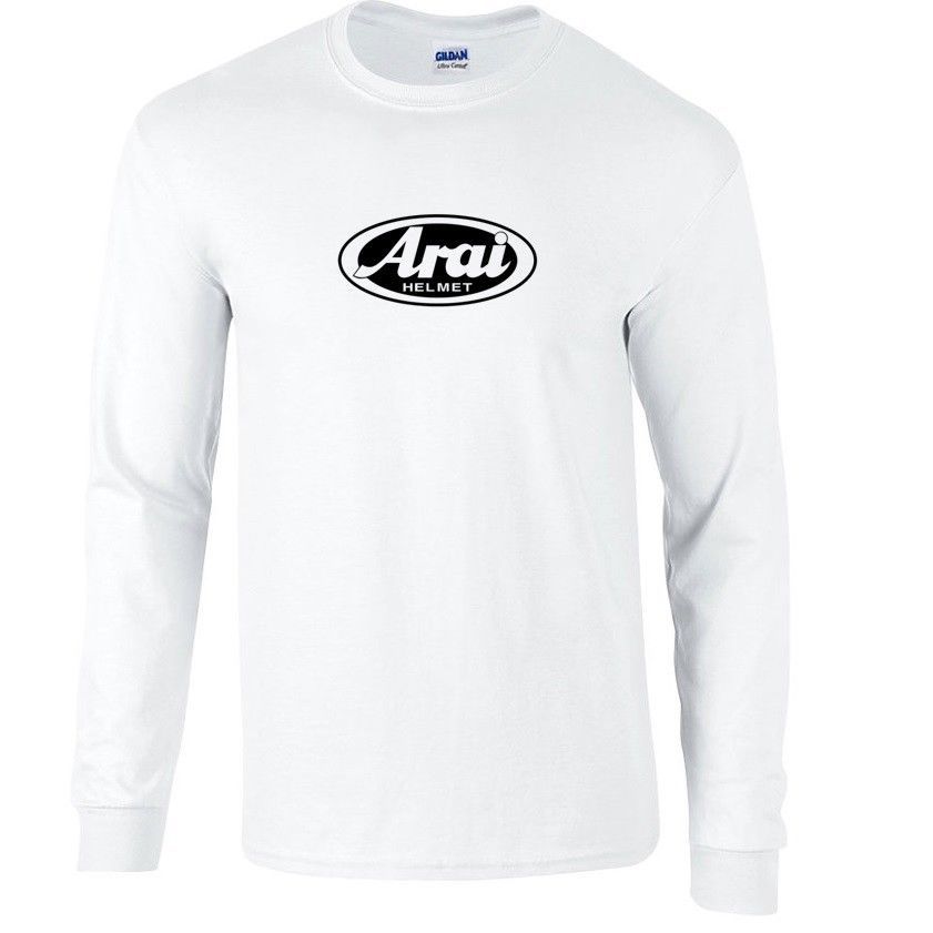 Arai Racing Helmet White Gray Black Logo Long Sleeve Mens Cotton T-Shirt gallery
