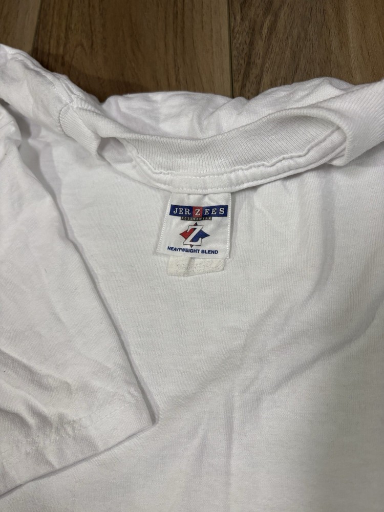 Vintage White Blank Shirt Jerzees Heavyweight Cotton Short Sleeve Tee 90s 2XL