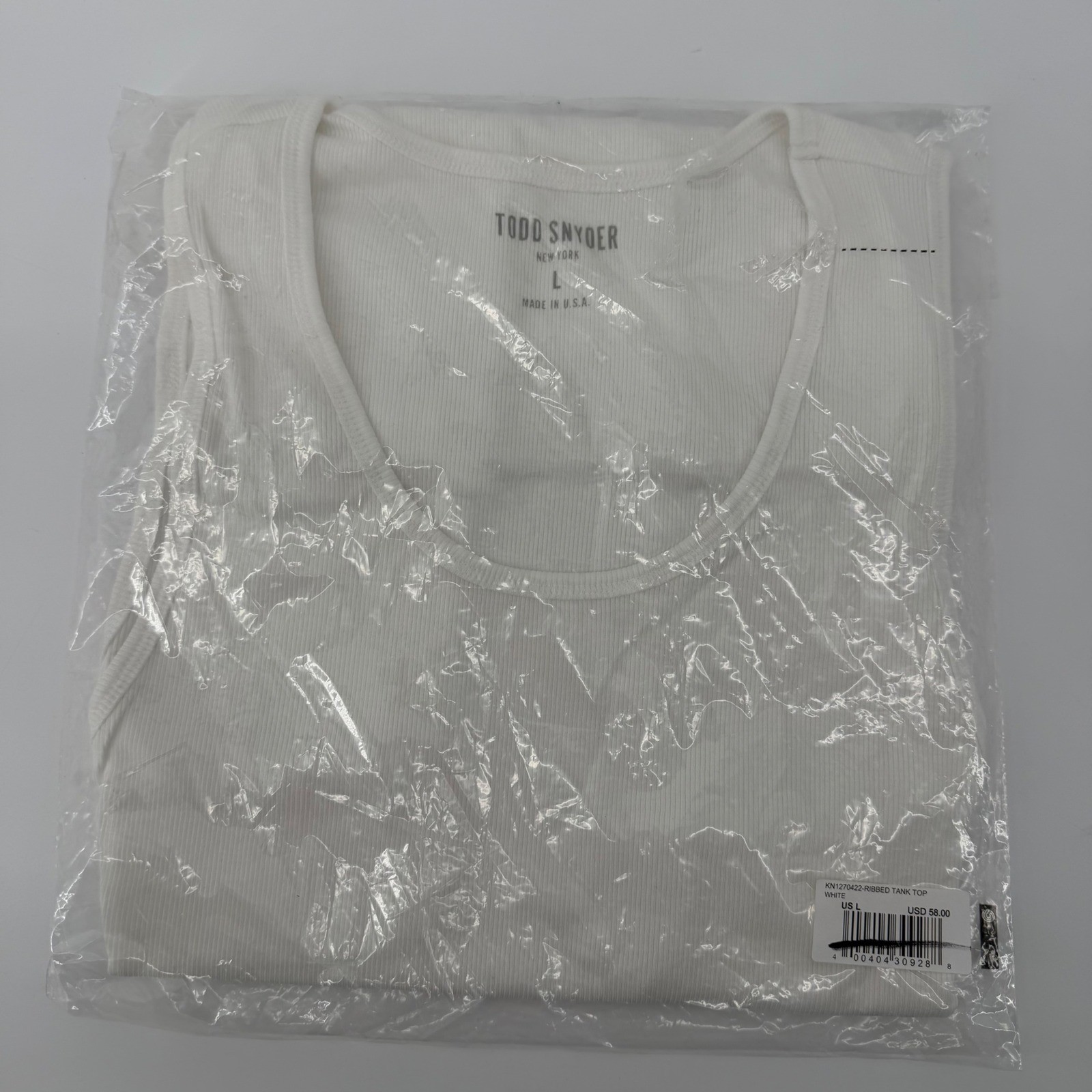 Todd Snyder Tank Top Mens L White Ribbed Tank Top KN1270422 Pima Cotton Modal gallery