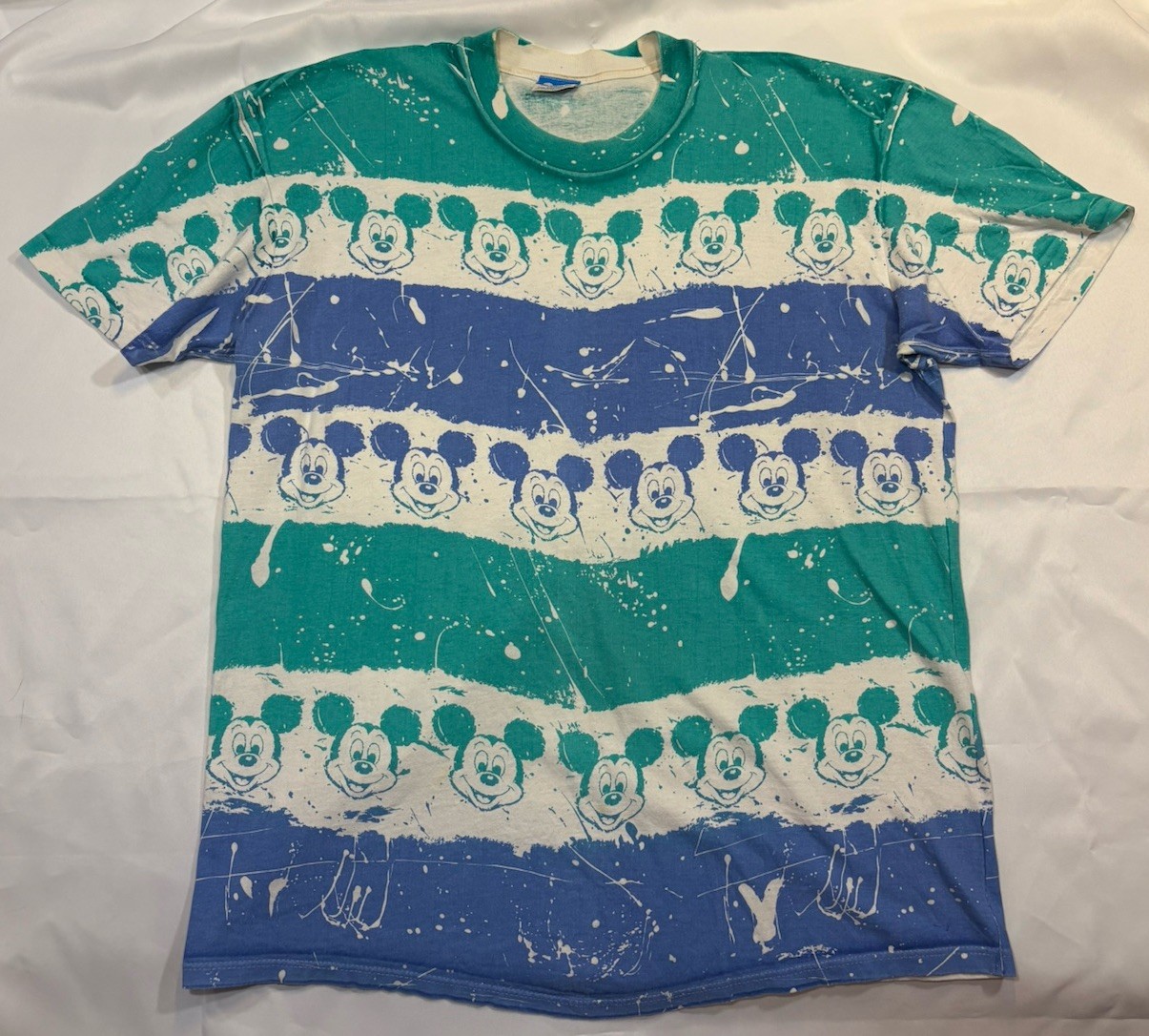 Vintage Mickey Mouse Shirt Tie Dye Disney 1990’s All Over Print Splatter OSFA