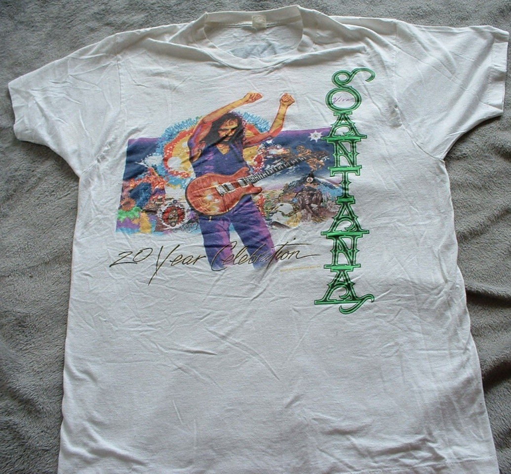 CARLOS SANTANA 20 YEAR CELEBRATION VINTAGE 80’S TOUR T-SHIRT MENS WHITE XL USED