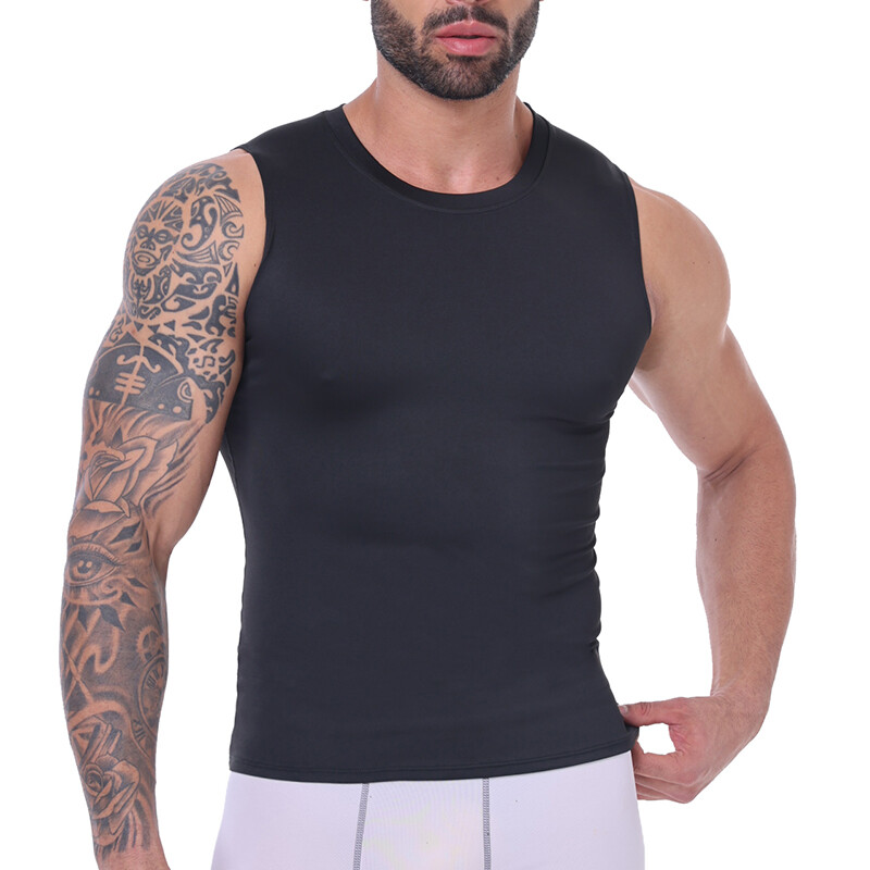 Mens Slimming Tummy Body Shaper Vest Compression T-Shirt Fitness Muscle Tank Top gallery