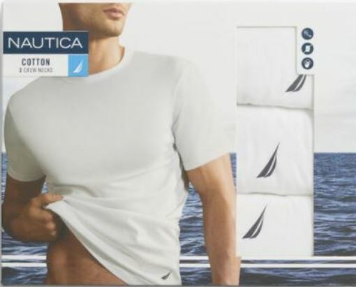 3 GENUINE NAUTICA MENS COTTON WHITE CREW-NECK S M L XL XXL T-SHIRTS UNDERSHIRTS gallery