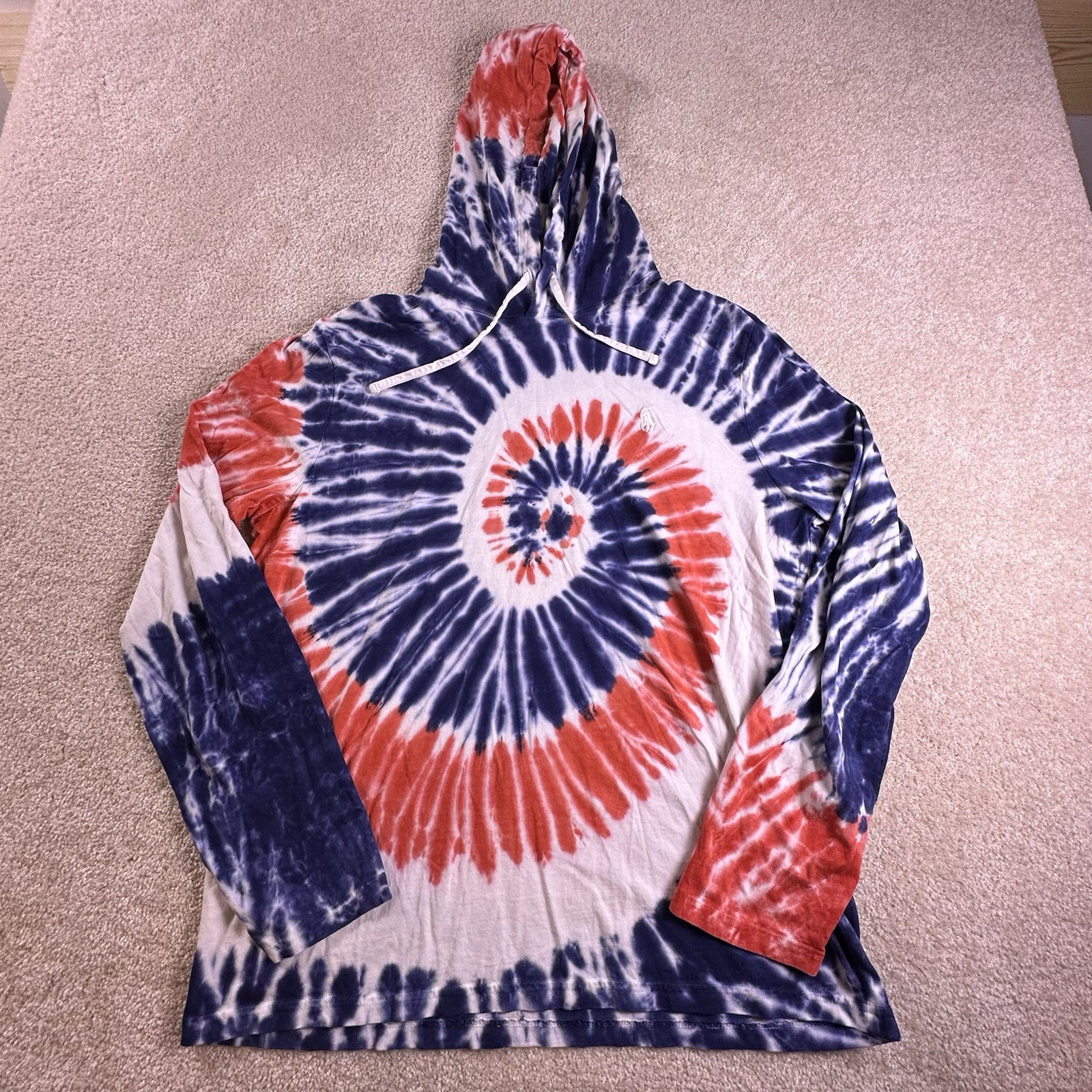 Polo Ralph Lauren Hooded T Shirt Mens L Red White Blue Tie Dye Long Sleeve Tee gallery