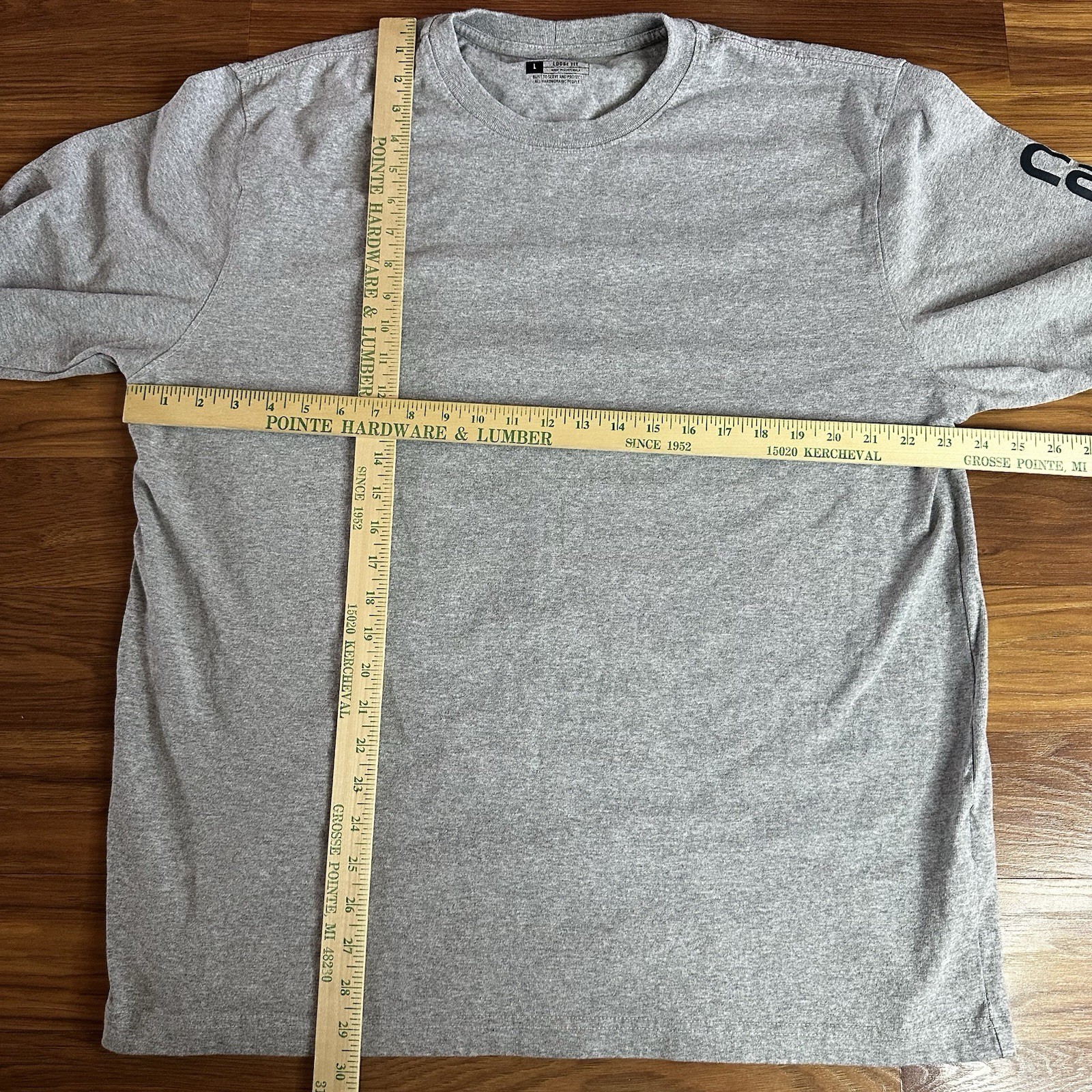Carhartt Shirt Mens Large Gray Long Sleeve Navy Logo Loose Fit Workwear gallery