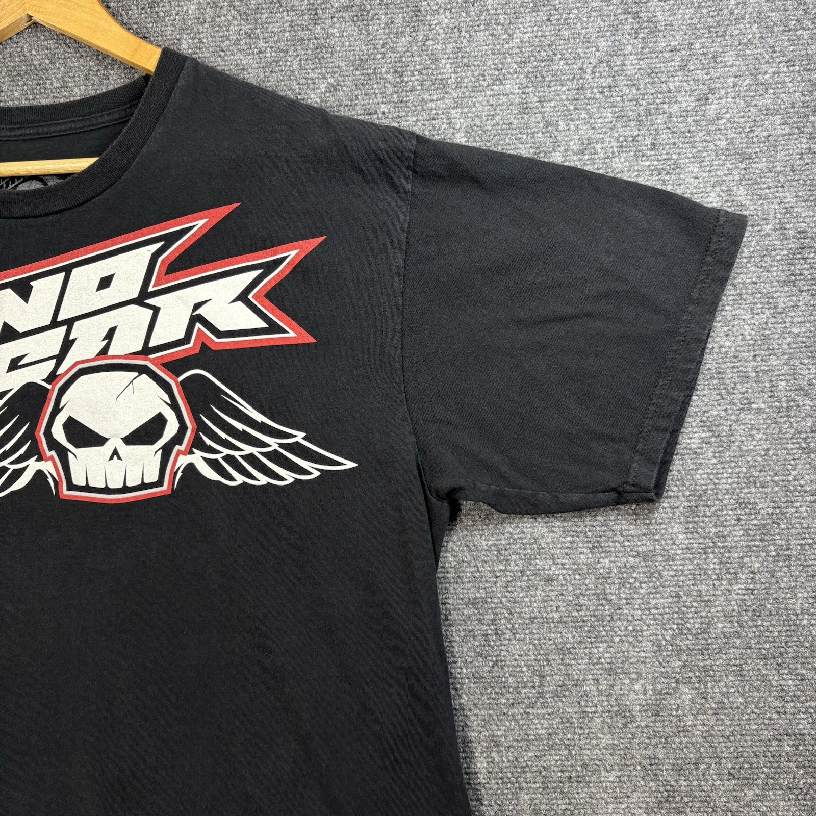 Y2K NO FEAR Shirt Mens L Black Skater Punk Rock Skull Wings Goth Skate gallery