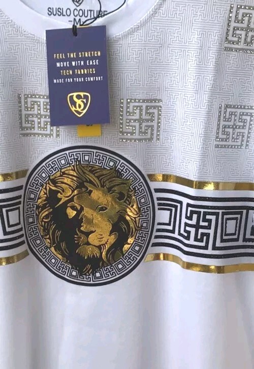 Men's Beautiful Cotton Rhinestone T Shirt,Italian Style,Stretch S to 2XL….A12. gallery