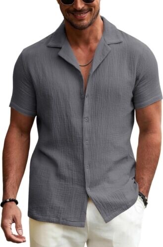 URRU Men’s Stretch Short Sleeve Casual Slim Fit Polo Dark Gray SIZE: Medium NEW!