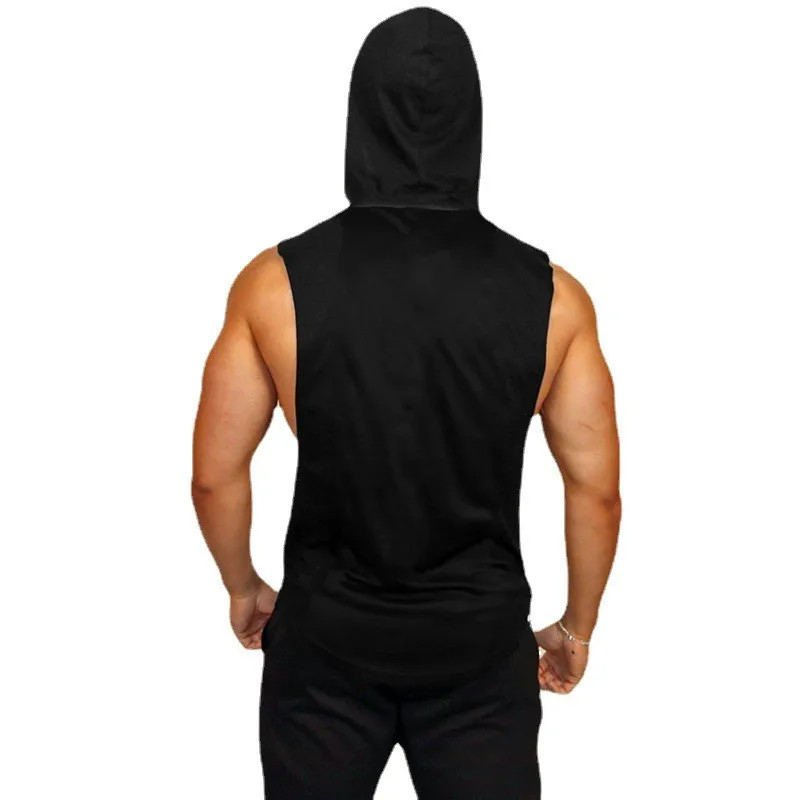 Men Sleeveless Hooded Tank Top Cotton Breathable Gym Fitness Bodybuilding gallery