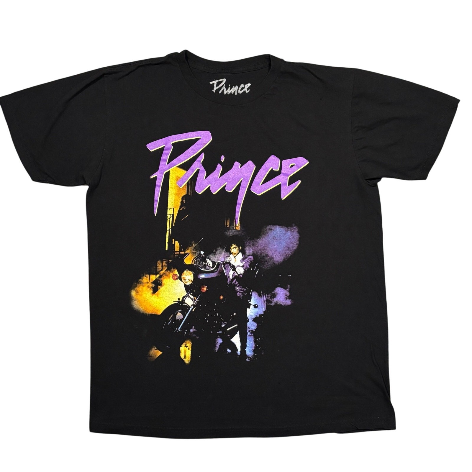 Prince Purple Rain Graphic Print Black Cotton T-Shirt Mens Size XL Extra Large gallery