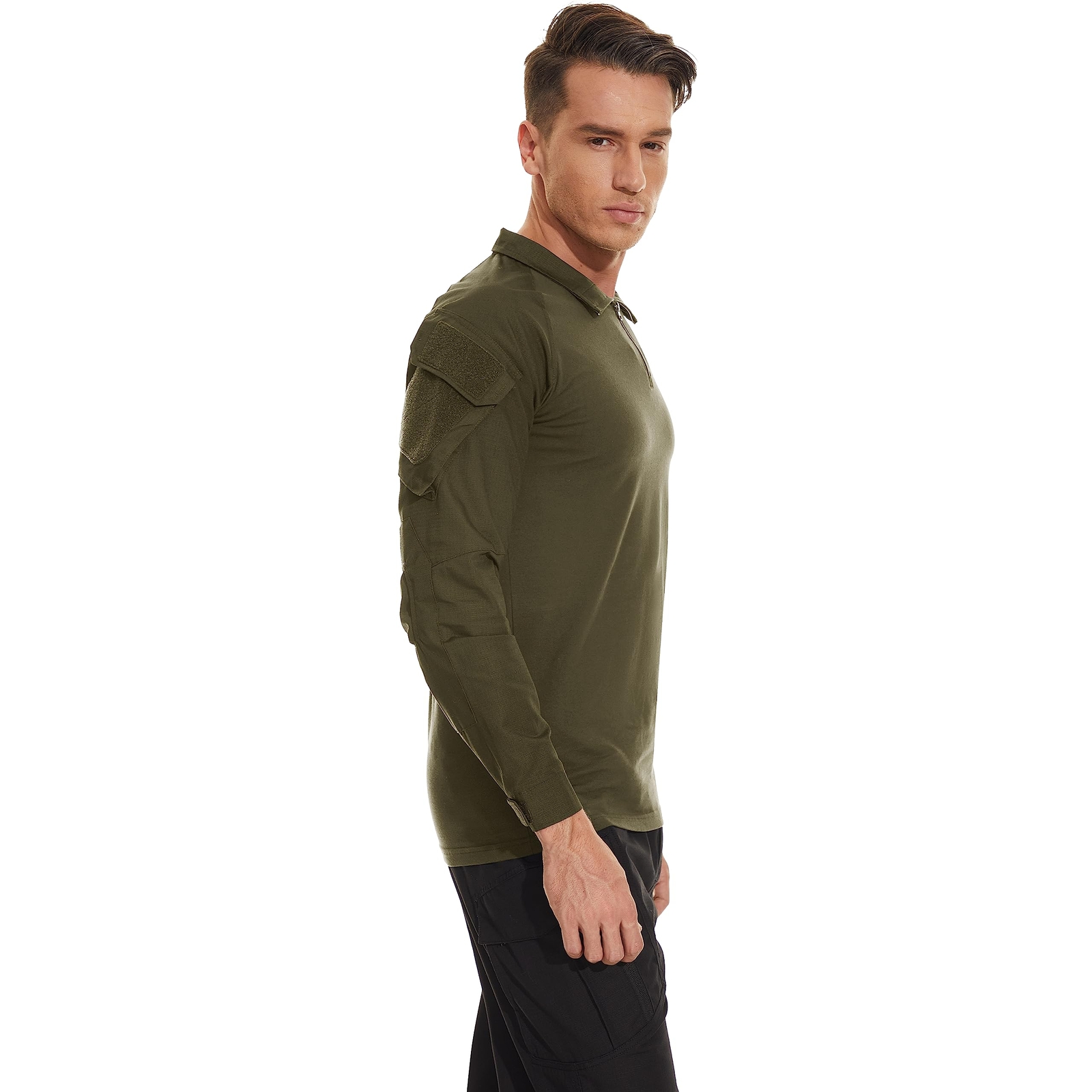 Men's Firm Active Shirts Camping Atheletic Training T-Shirts 1/4 Zip Ripstop Top gallery