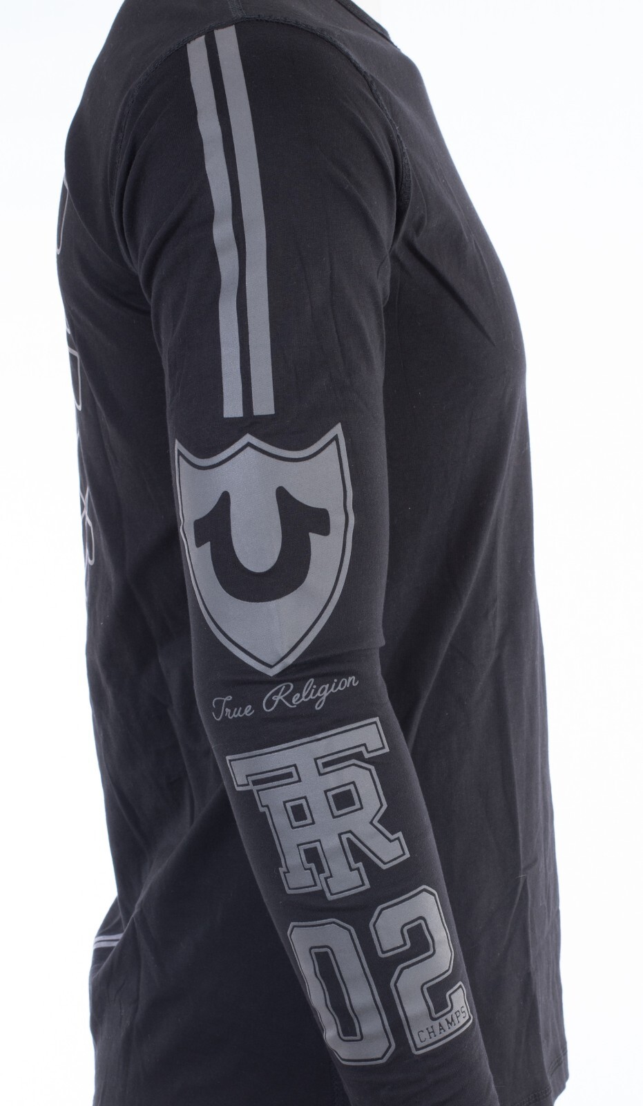 $99 TRUE RELIGION Black MOTO PUFF Horseshoe Long Sleeve Designer Graphic T-shirt gallery