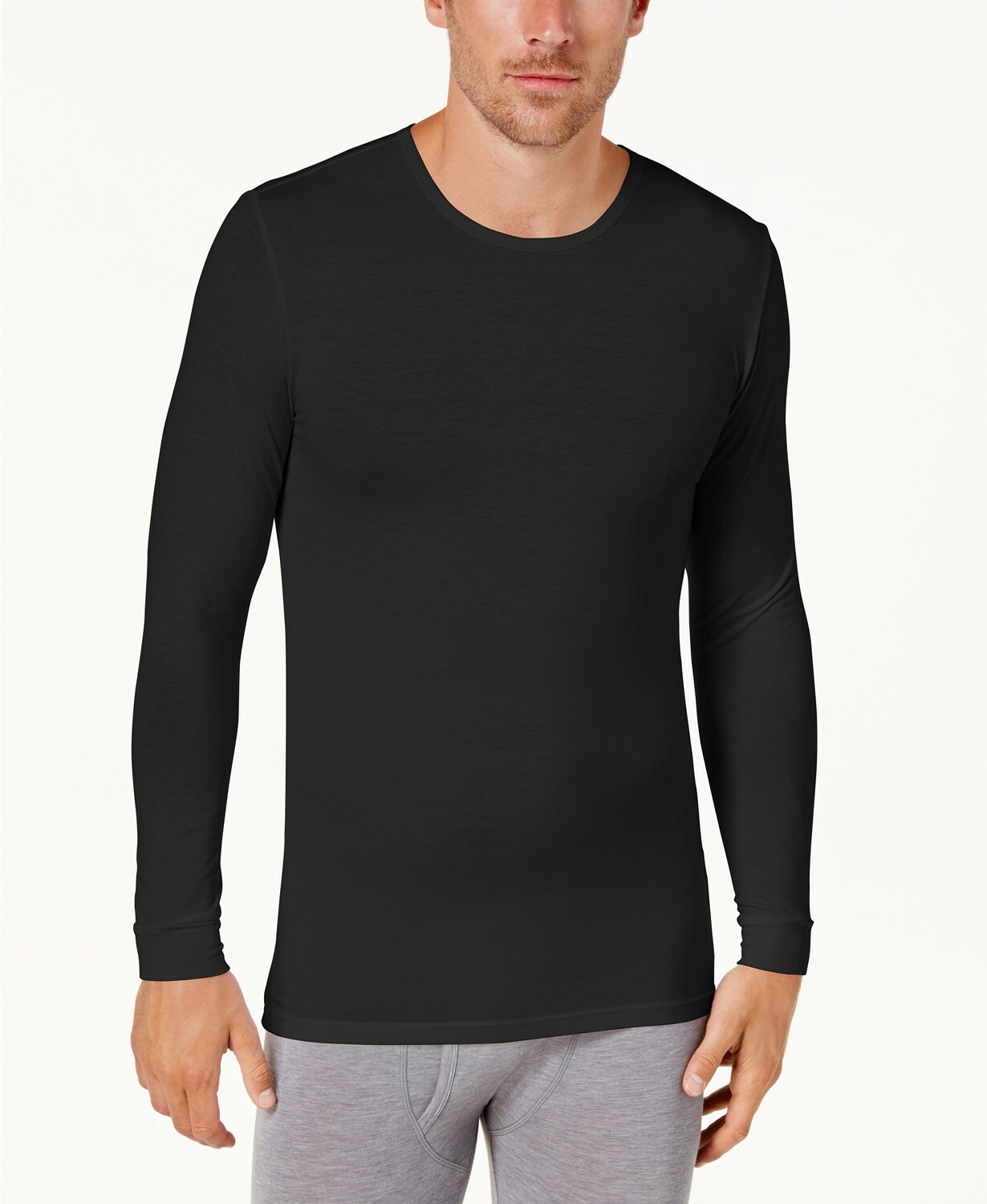 $125 New 32 Degrees Heat Men’S Black Long Sleeve Stretch Crew Neck Shirt Size L