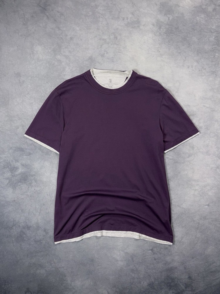 BRUNELLO CUCINELLI Luxury Casual Formal Layered Purple Vintage Shirt RRP750$+