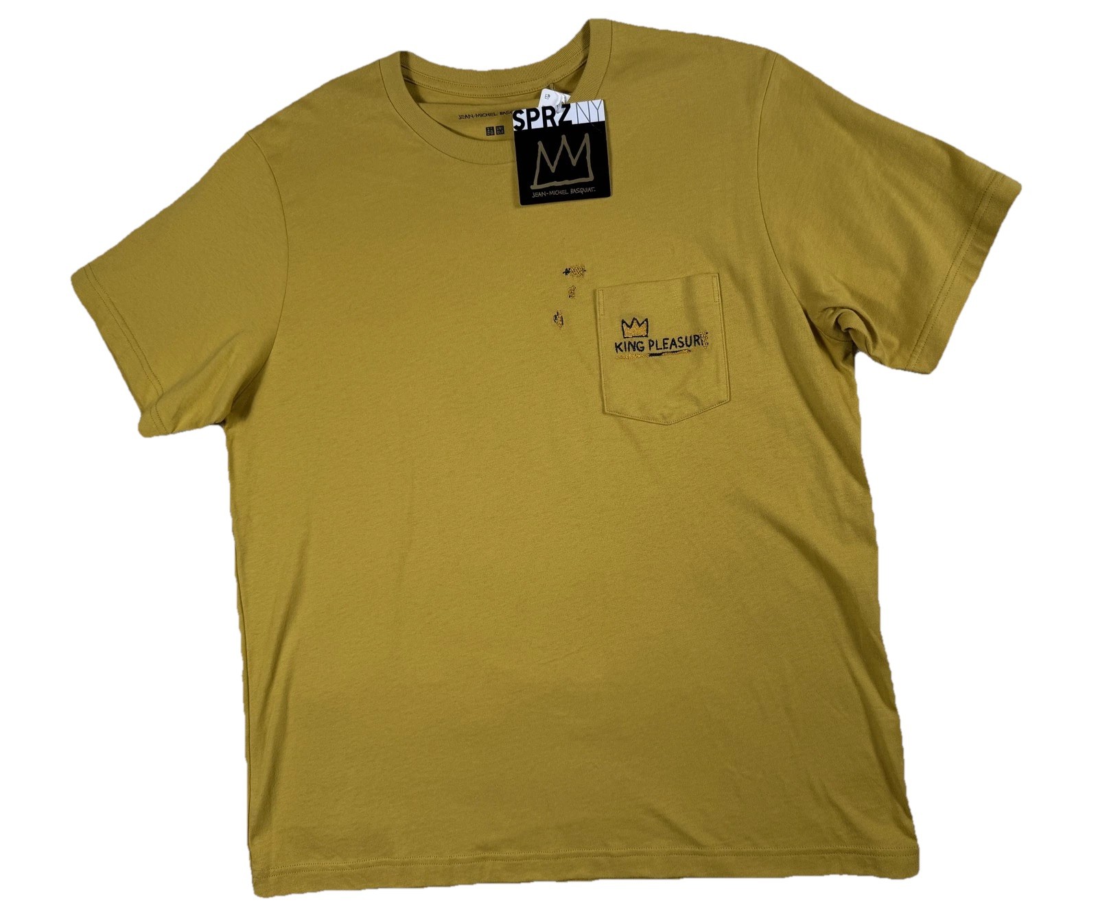 Uniqlo SPRZ NY Basquiat Shirt Mens 2XL Yellow King Pleasure Pocket Graphic Tee gallery