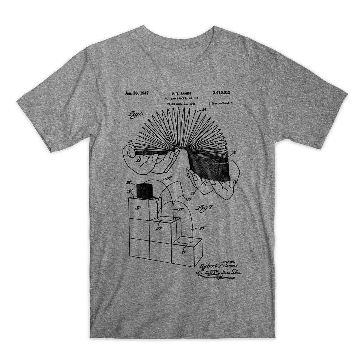 Slinky Patent T-Shirt, Classic Slinky Toy Patent Art Tee 100% Soft Cotton Comfy gallery