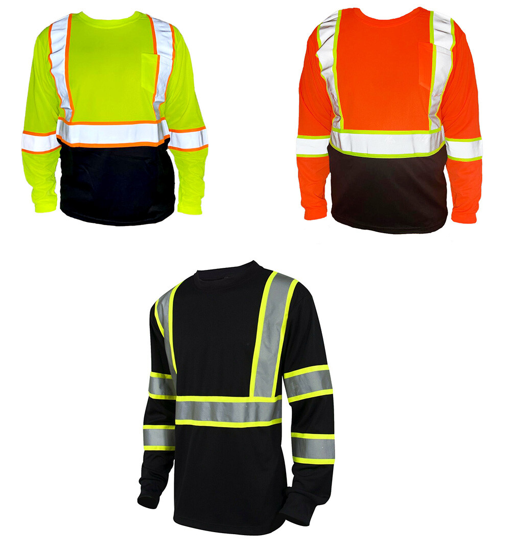 Unisex High Visibility T Shirt Reflective Safety Long Sleeve