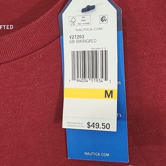 *NEW* Nautica Red Graphic Long-Sleeve Shirt Nautical Beach Travel, size Medium gallery