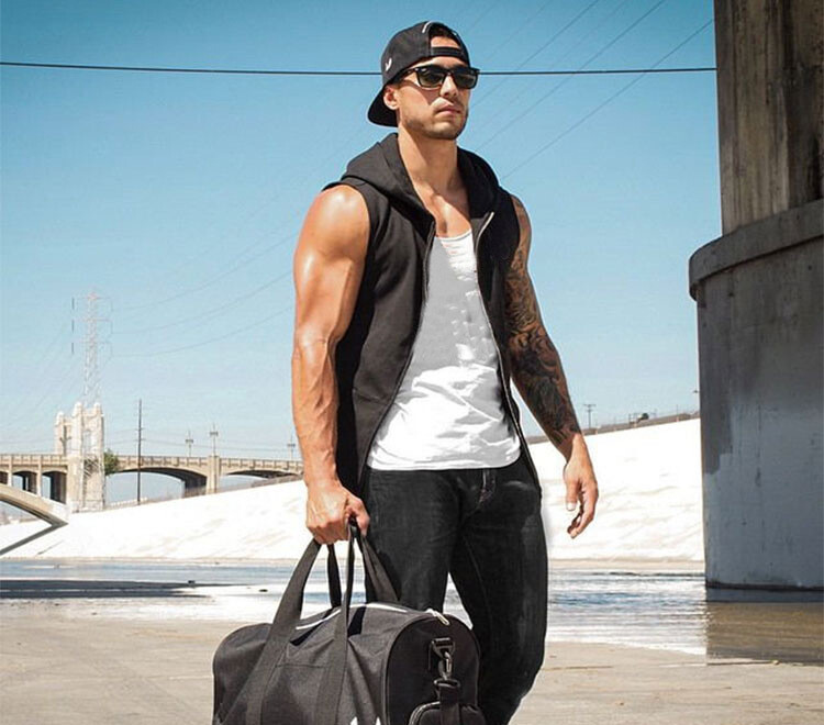 Sleeveless Zipper Hoodie Hooded Workout Men's Gym Bodybuilding Tank Top Vest gallery