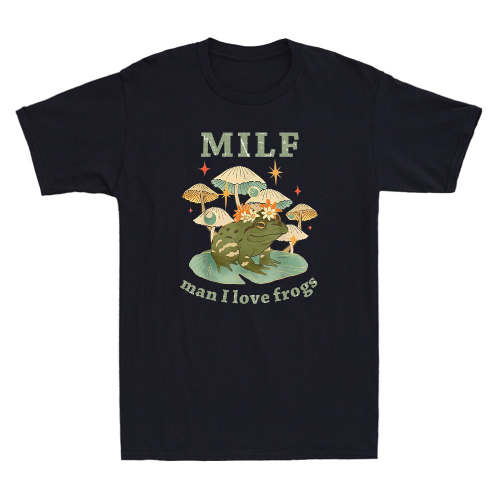 MILF Man I Love Frogs Funny Frog And Fungi Mushroom Graphic Retro Men's T-Shirt gallery