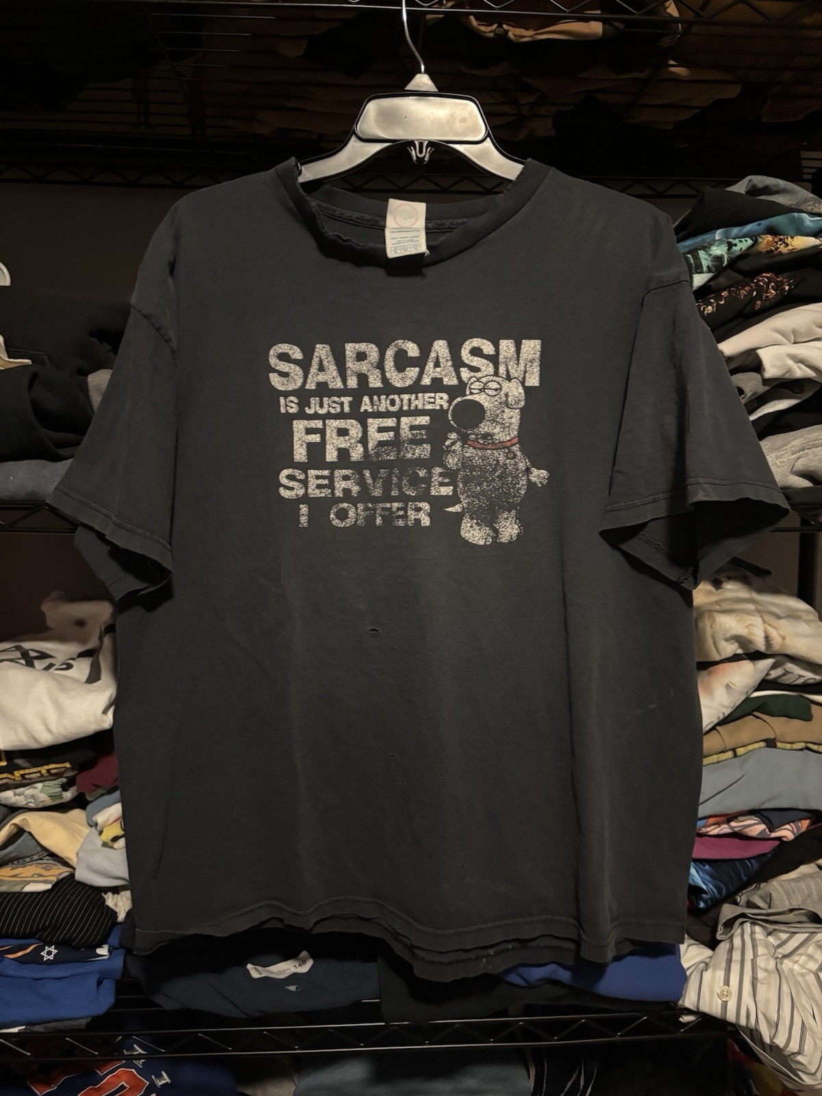 Vintage Distressed Family Guy Faded Shirt XL Black Brian Sarcasm Free Service gallery