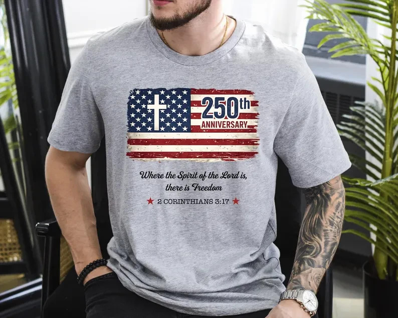 Christian USA 250th Anniversary T-Shirt, Patriotic 4th Of July T-Shirt S-5XL gallery