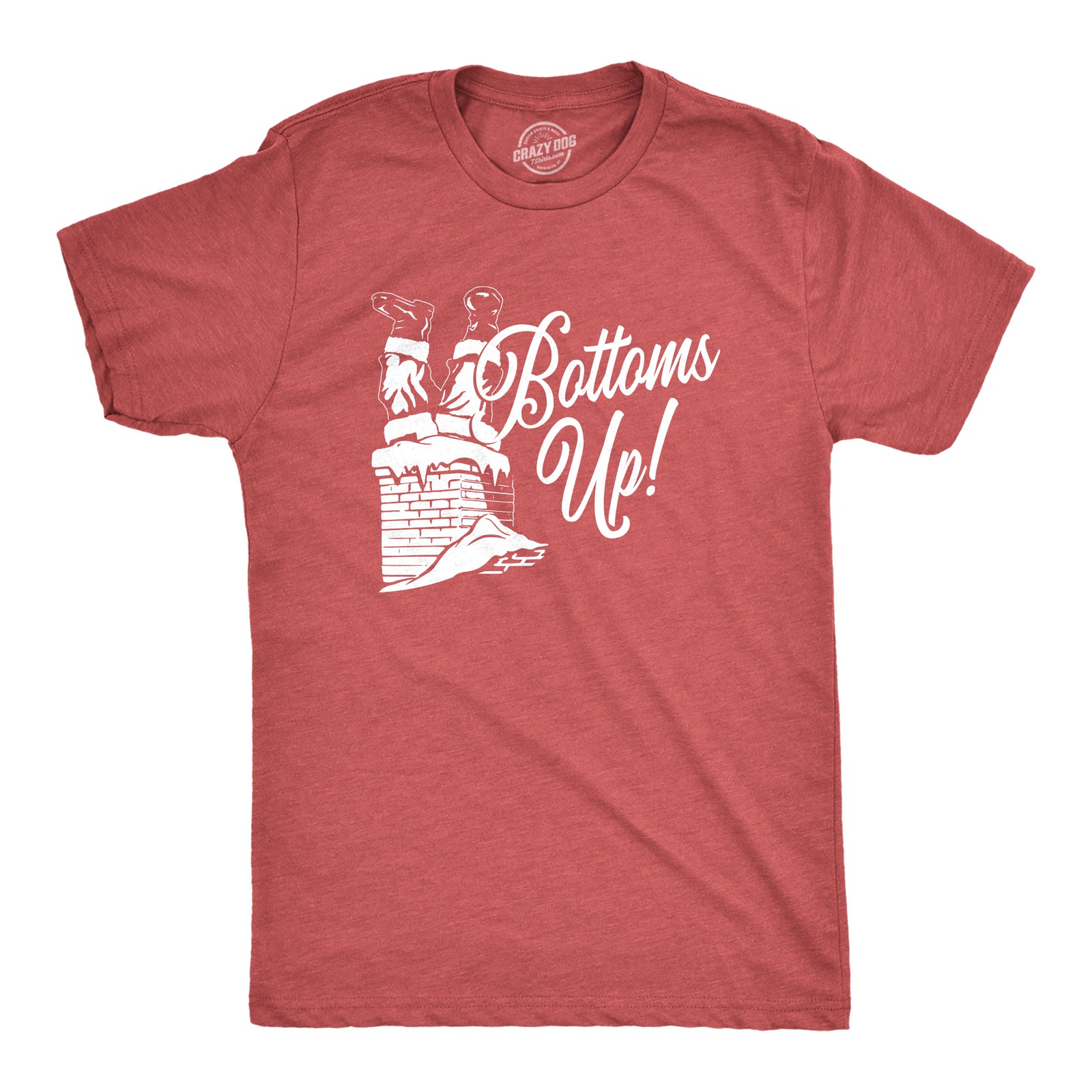 Mens Bottoms Up T Shirt Funny Christmas Santa Claus Chimney Graphic Novelty Tee
