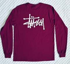 Stussy Basic Logo Tee Mens SM Pink Purple Long Sleeve
