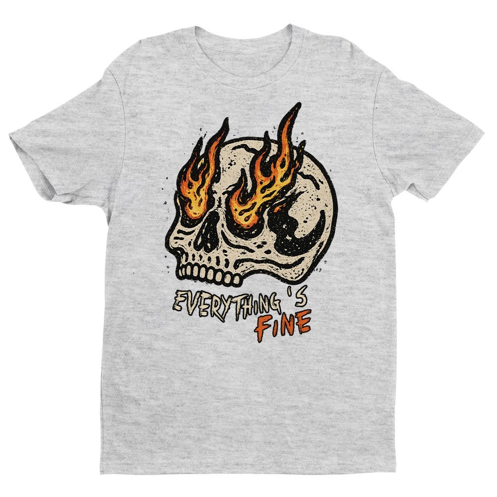 Retro Everything Is Fine Skull Unisex T-shirt | Skull Lover Gifts for Men gallery