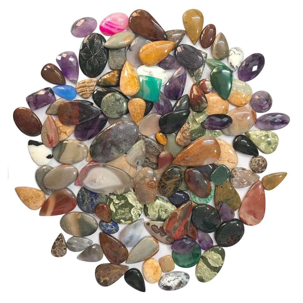Natural Mix Loose Gemstone Cabochons 100 Carats 2 to 4pcs Wholesale Lot