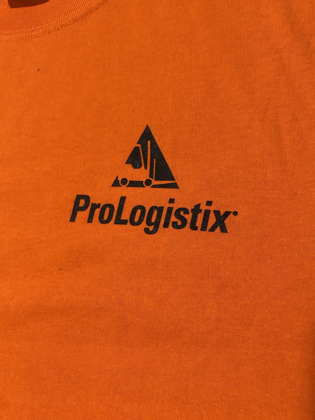 Prologistix Staffing Safety Orange Men’s Long Sleeve T Shirt Large Front Logo gallery