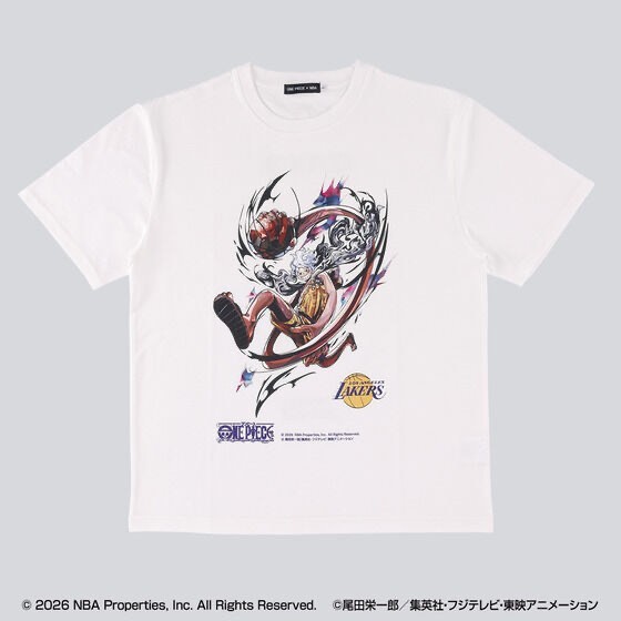 ONE PIECE × NBA T-Shirts Luffy x Los Angeles Lakers BLACK、White gallery