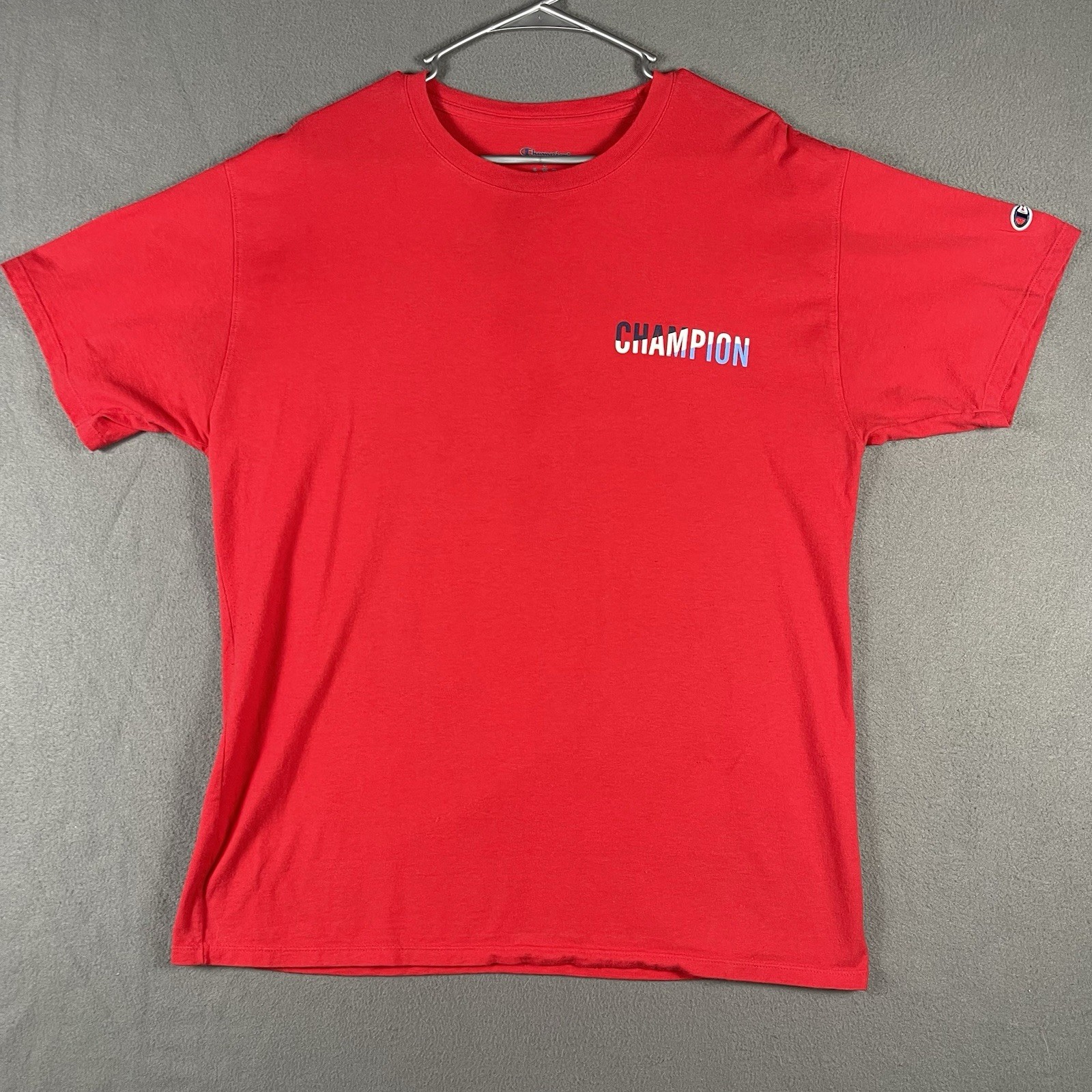 Scarlet Champion Classic Graphic Tee Large Mens Red Back Spellout Red White Blue gallery