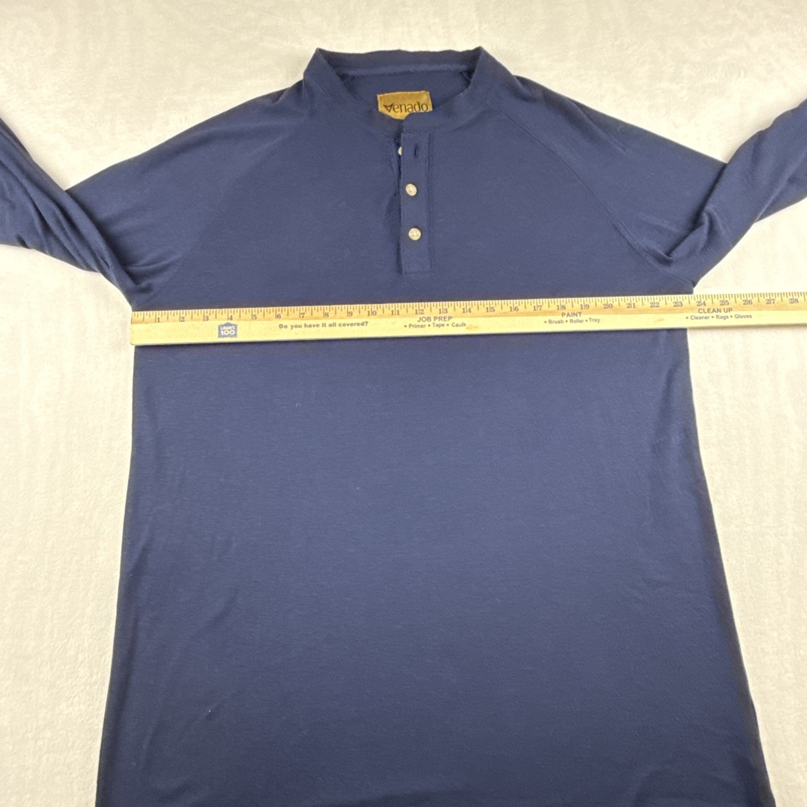 Venado Shirts Men XL Henley Long Sleeve Blue 3 Button Collar Poly Rayon Blend gallery