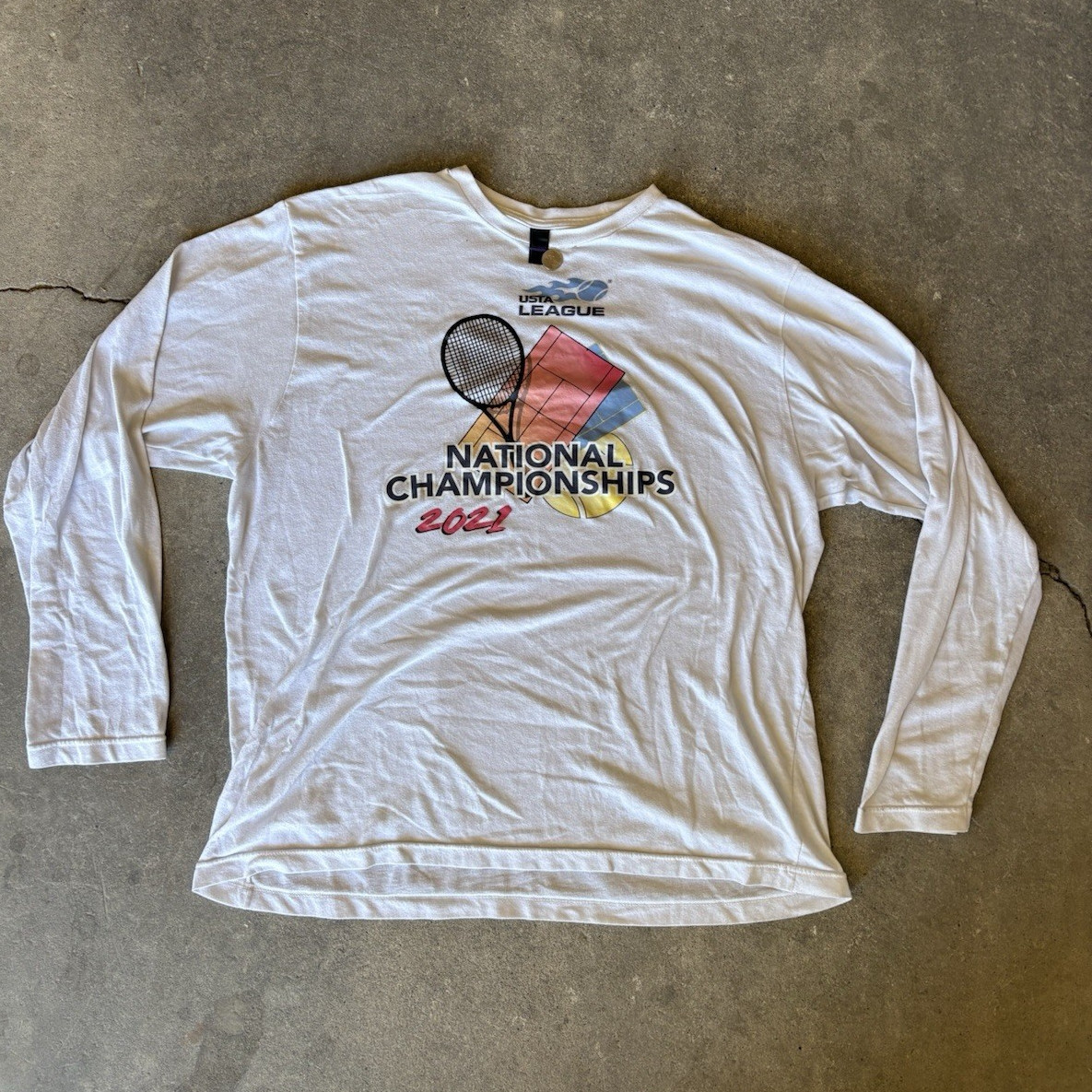 Tultex XL White Crew Neck Long Sleeve Graphic T-Shirt USTA League 2021 gallery