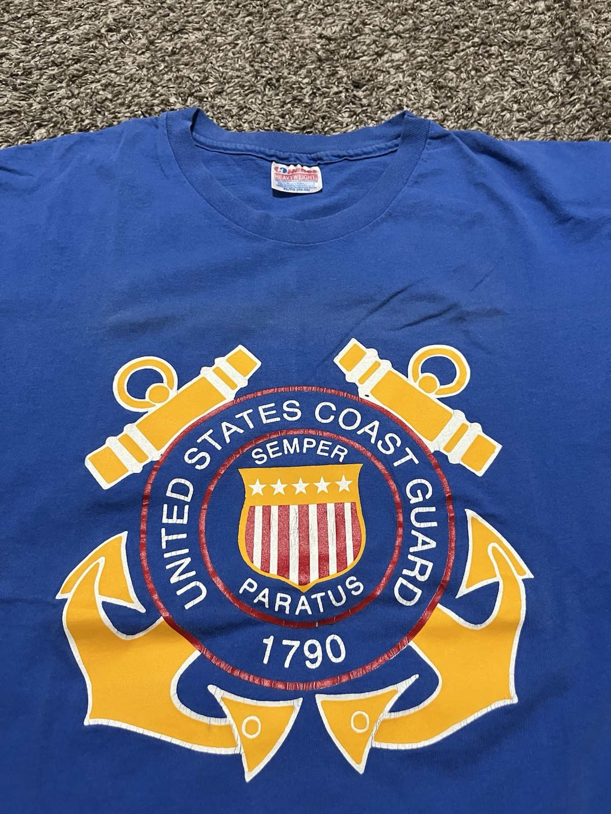 Vintage 80’s Single Stitch United States Coast Guard Blue T Shirt Size XL Rare