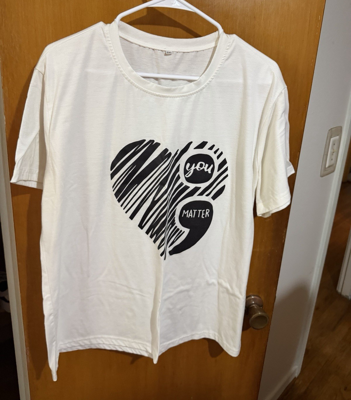 Men’s White Cotton Knit Graphic Print Crew Neck T-Shirt 2XL “You Matter”