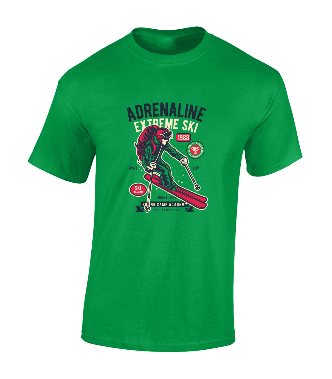 ADRENALINE EXTREME SKI MENS T SHIRT SKIING DESIGN COOL HOLIDAY CLOTHING GIFT TOP gallery