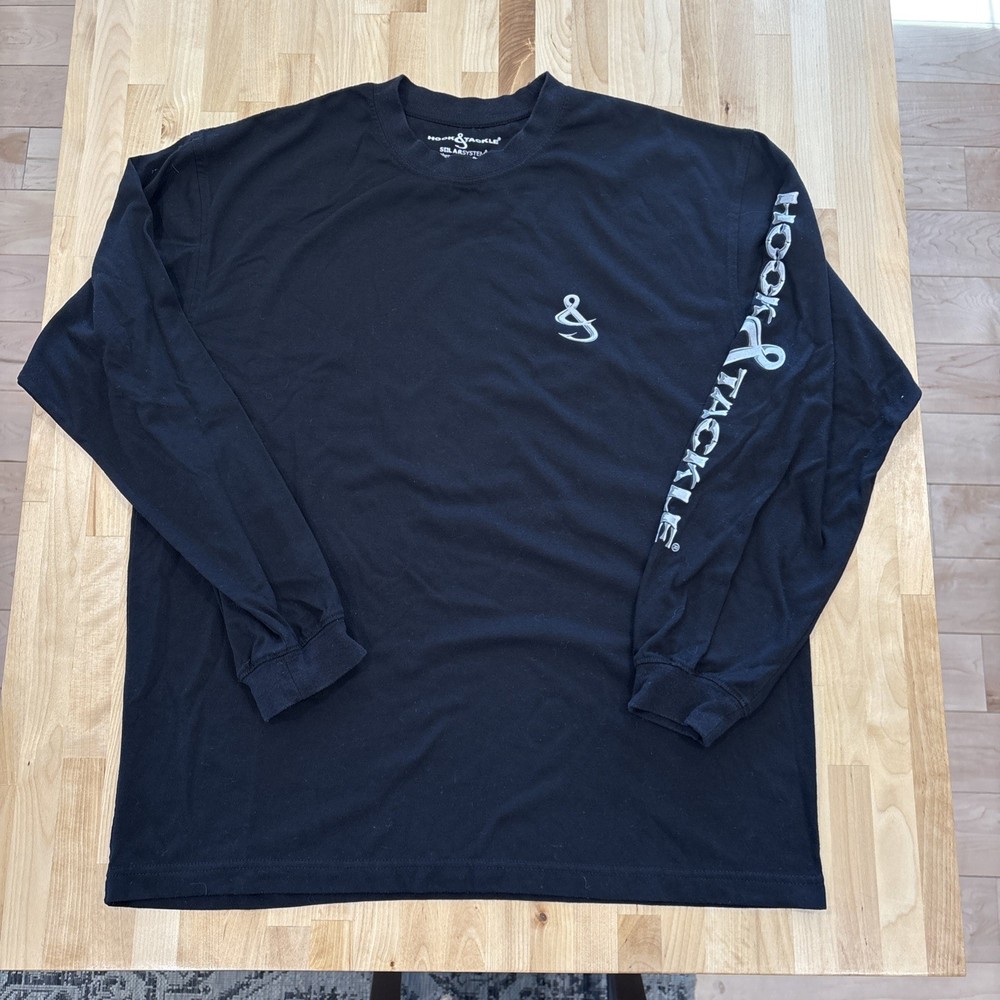 Hook & Tackle Solar System Sun Protection Mens Large Long Sleeve Black T-Shirt