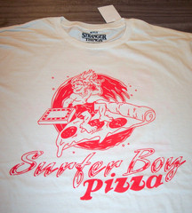 STRANGER THINGS Surfer Boy Pizza T-Shirt Netflix MENS XL NEW w/ TAG
