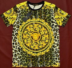 Versace Medusa Leopard Baroque Print T-Shirt Black Gold Style Tee Size XL