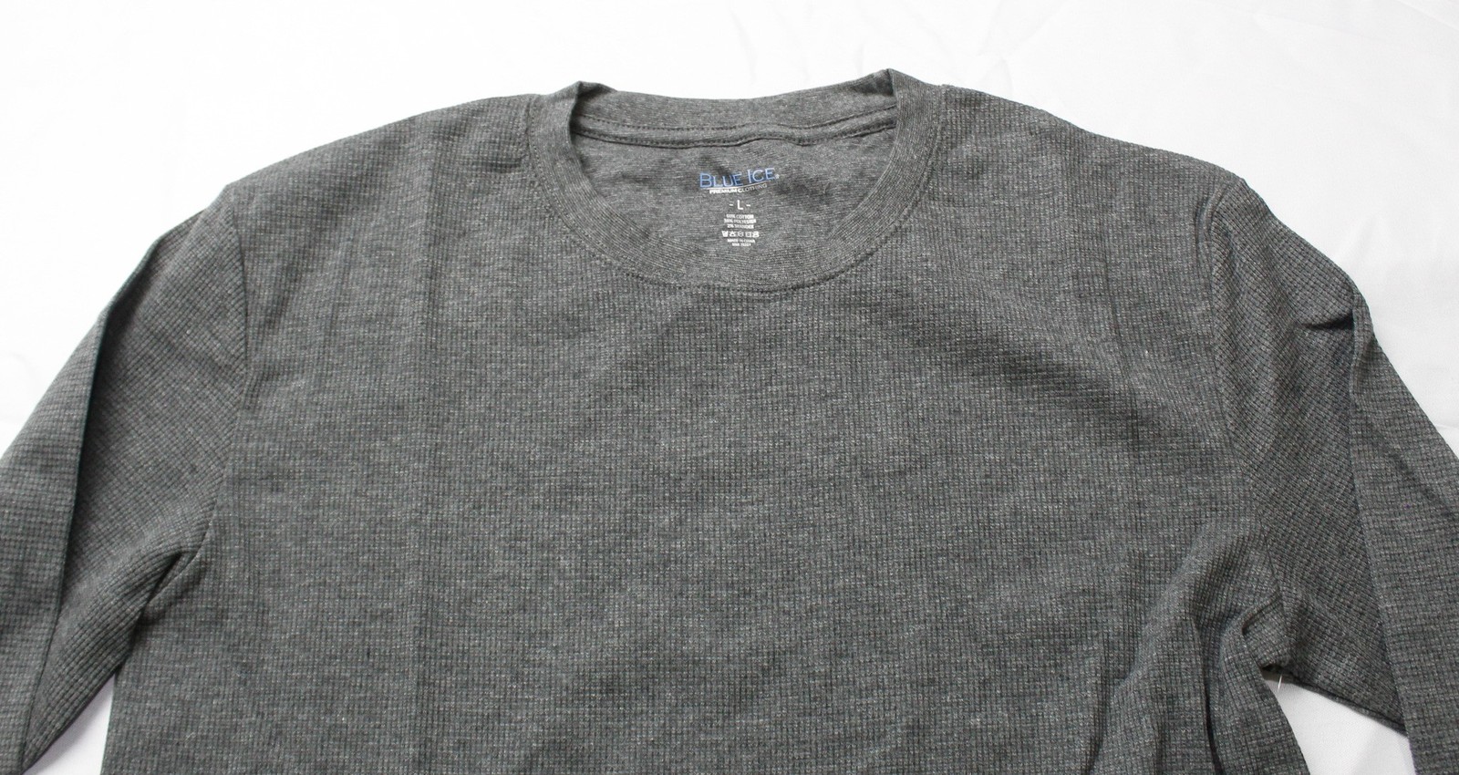 Blue Ice Men's Soild Long Sleeve Waffle Knit T-Shirt CN6 Charcoal Large NWT gallery