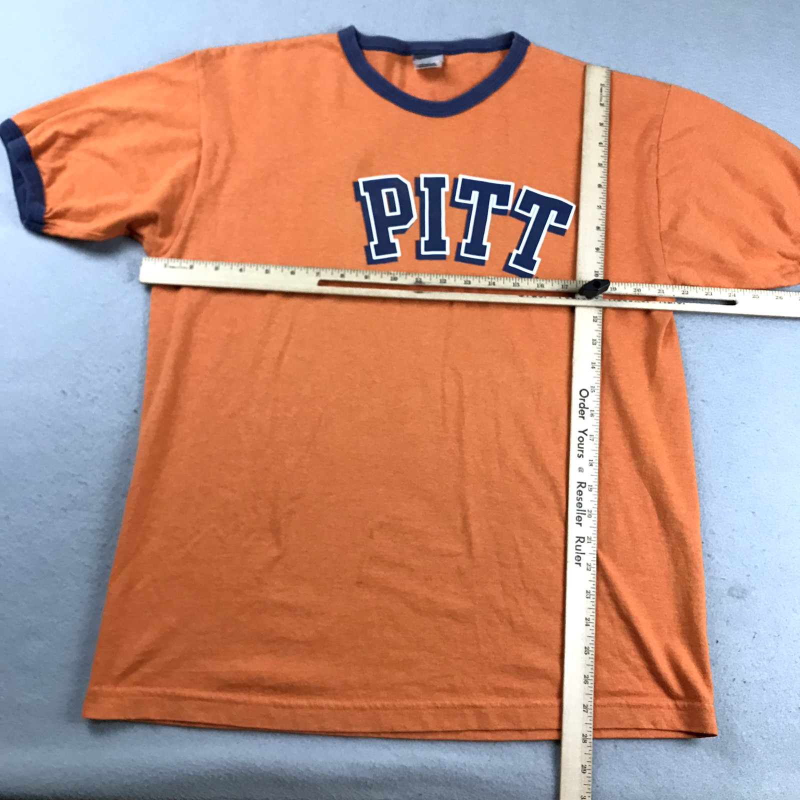 VTG PITT Shirt Mens Large Orange Cotton Contrasting Trim Pittsburgh Panthers Tee gallery