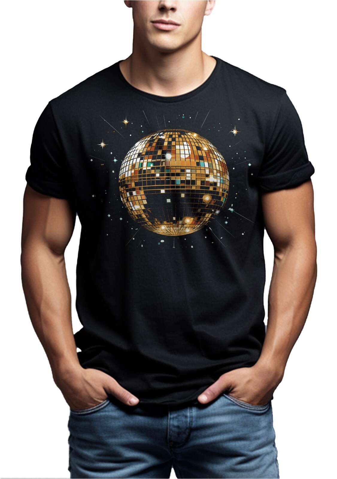 T-Shirt Herren Disco Print - schwarz blau grau Größe S M L XL XXL XXXL XXXXL 5XL gallery